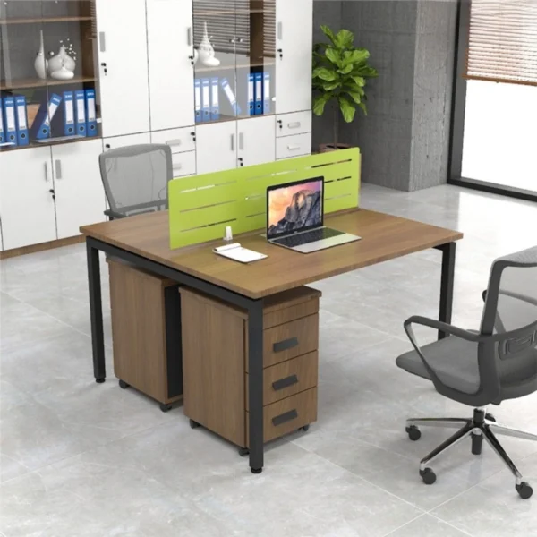 Cụm bàn làm việc 2 người chân sắt vuông mặt gỗ cao cấp TM4040U.C2NF